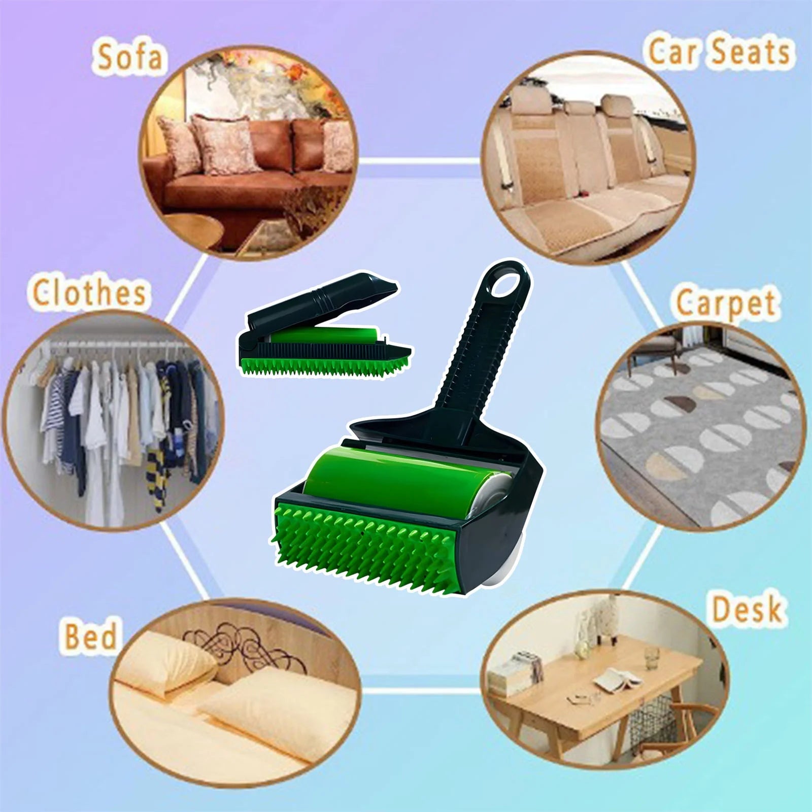 2PCS Handheld Set, Pet Hair Remover, Washable and Reusable Lint Roller for Pet Fur